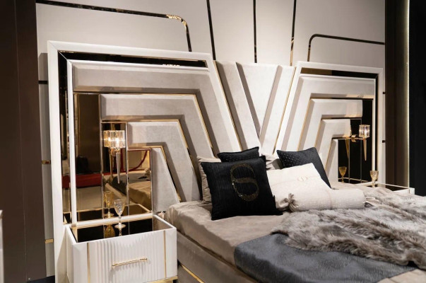 Slaapkamer set Bed 2x Nachtkastjes Luxe nieuw 3-delige Design Modern Hout