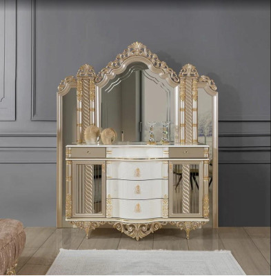 Slaapkamer set Luxe kaptafel met spiegel wit design nieuw 2-delig