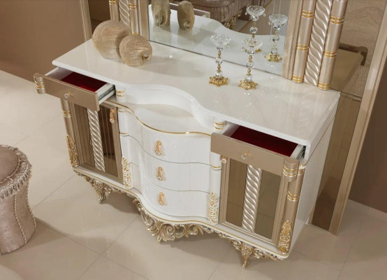 Slaapkamer set Luxe kaptafel met spiegel wit design nieuw 2-delig