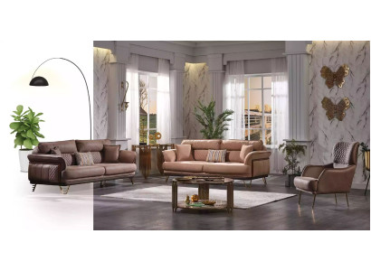 Bruine bankstel Luxe 3+3+1 zits woonkamer meubel bankstellen fauteuil