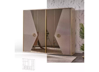 Beige kledingkast Houten kasten Slaapkamermeubels RVS-kast
