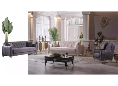 Moderne gestoffeerde bankstel zitmeubel bankstel 3+3+1 zits set hout