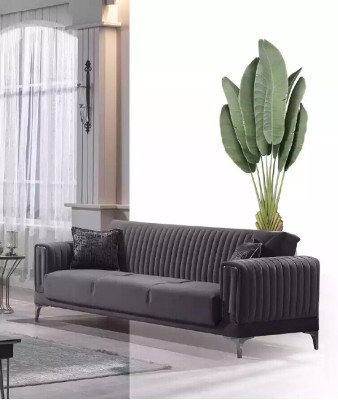 Moderne grijze bankstel 3+3+1 zits fluwelen fauteuil woonkamer meubels