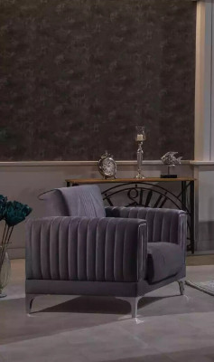 Moderne grijze bankstel 3+3+1 zits fluwelen fauteuil woonkamer meubels