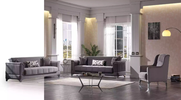 Luxe Grijze fluwelen bank Driezitsbank 3-zits bank Woonkamer meubels
