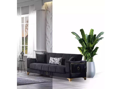 Zwarte driezits luxueuze bank woonkamer 3-zits gestoffeerde bank sofa