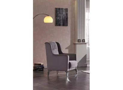 Grijze fauteuil Gestoffeerde fauteuil Leunstoel Relaxstoel Ruststoel Zitmeubel