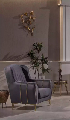 Grijze roestvrij stalen fauteuil Moderne eenzits luxe fauteuil clubsfauteuil
