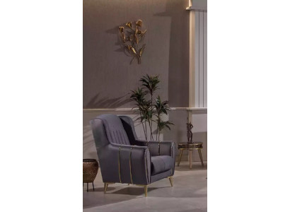 Grijze roestvrij stalen fauteuil Moderne eenzits luxe fauteuil clubsfauteuil