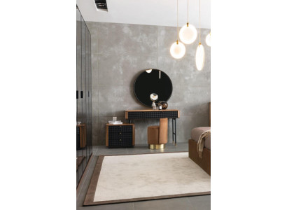 Slaapkamer Kaptafel Spiegel Krukje Compleet Set Nieuw 3-delig bruin