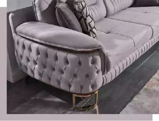 Bruine luxe Chesterfield bank 3-zits lederen bankstellen Moderne stijl.