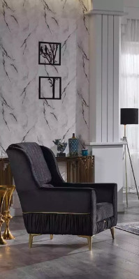 Zwarte bankstel 3+3+1 zits bank stof zitmeubelen fauteuil sofa