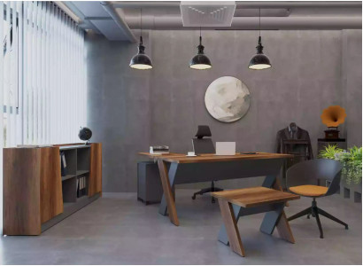 Schrijftafel Salontafel Boekenkast Kantoor Modern Bruin