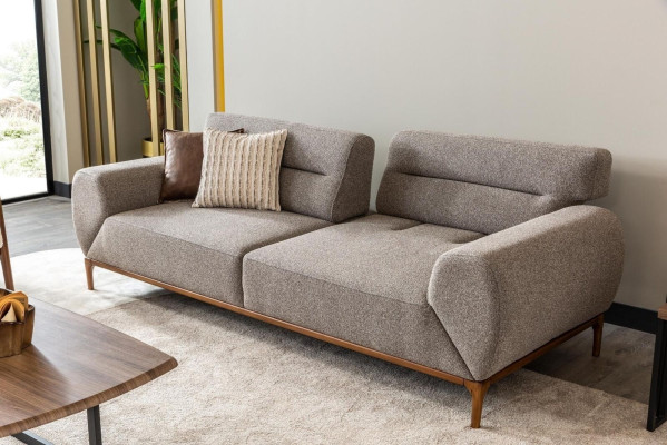 Bankstel Driepersoons Fauteuil Bruin Gestoffeerd Bank Grijs Bankstellen Banken