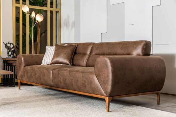 Bankstel Driepersoons Fauteuil Bruin Gestoffeerd Bank Grijs Bankstellen Banken