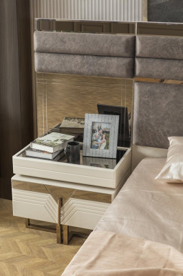 Garnituur Slaapkamer Tweepersoonsbed Bed Nachtkastjes 4-delig Grijs Kast
