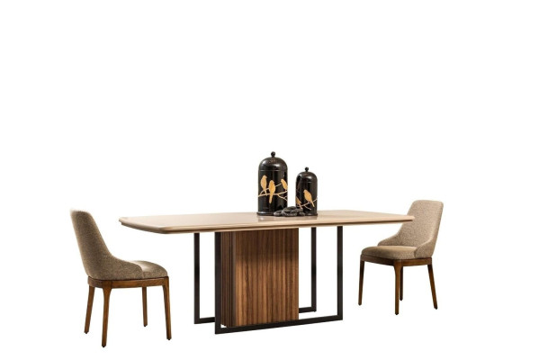 Eetkamer eetgroep Complete eettafel stoelen 9-delig Beige eethoek set
