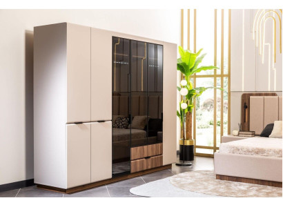 Kledingkast Houten kast Beige Slaapkamerkast Kast Modern