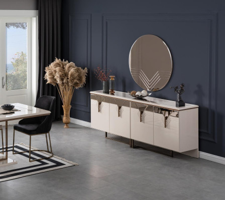 Dressoir met spiegel houten kast commode kast hout wit