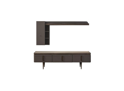 Woonwand Sideboard RTV Lowboard Planken TV-standaard Kast Hout Grijs.