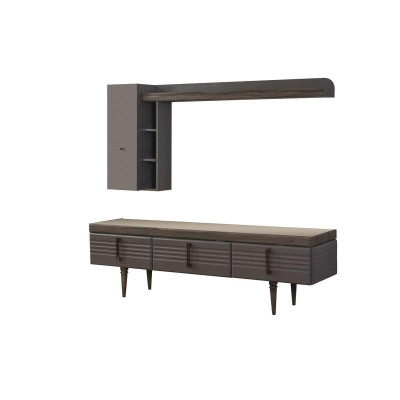 Woonwand Sideboard RTV Lowboard Planken TV-standaard Kast Hout Grijs.