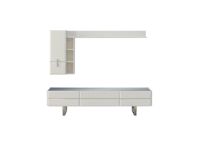 Houten kast TV-standaard planken RTV lage kast dressoir hout wit kast