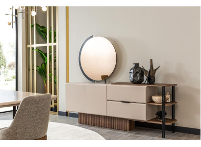 Garnitur dressoir met spiegel beige houten kast kast houten design