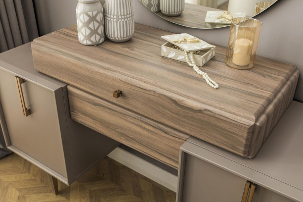 Vanity console dressing table wood gray mirror bedroom