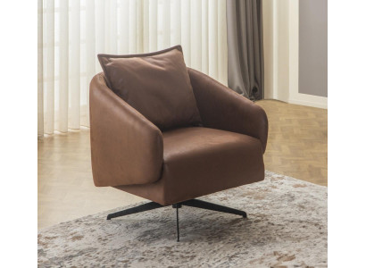 Fauteuil Ohrensessel Draaistoel Eenzitter Zitter Kunstleer Bruin Design