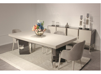 Eetkamer Design Set 6 delig - Design Eettafel met 4 stoelen en een modern dressoir