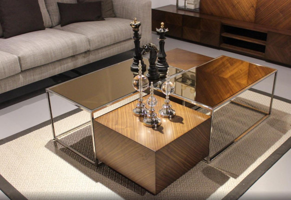 Luxe salontafel woonkamer meubels hout met glas design modern nieuw.