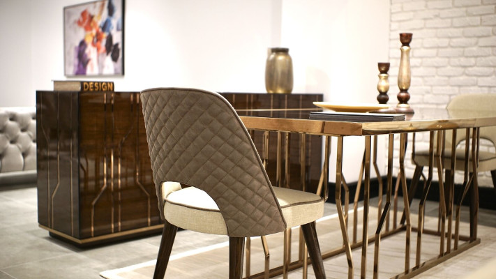 Ontwerpstoel Stoffen bekleding Luxe meubels Eetkamer Modern inrichting