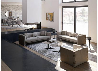 Grijs woonkamerset 7-delig Modern 2x bankstellen driezits gestoffeerd meubilair fauteuil Nieuw