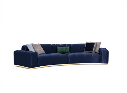 Luxe gestoffeerde Big Six-zits bankstel van textiel, modern woonkamer.