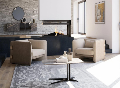 2x Fauteuils met salontafel Woonkamer Complete meubels ontwerpinrichting Garnituur