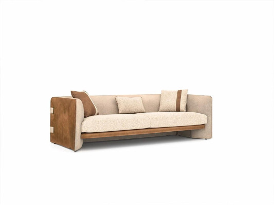 Beige bank Luxe driezitsbank Moderne inrichting gestoffeerde meubelen Textiel