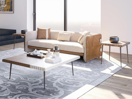 Beige bank Luxe driezitsbank Moderne inrichting gestoffeerde meubelen Textiel