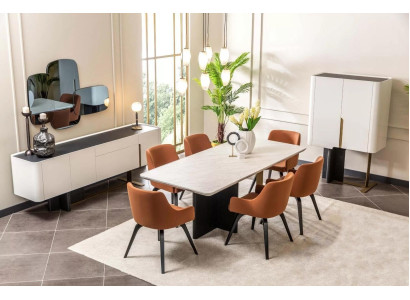 Eethoek Eethoek 9-delig Eetkamer Eettafel Stoelen Meubels Wit Kasten
