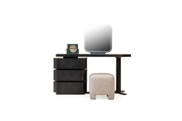 Kaptafel Kaptafel Spiegel console tafel hout zwart set 3-delig