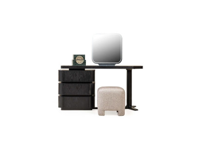Kaptafel Kaptafel Spiegel console tafel hout zwart set 3-delig
