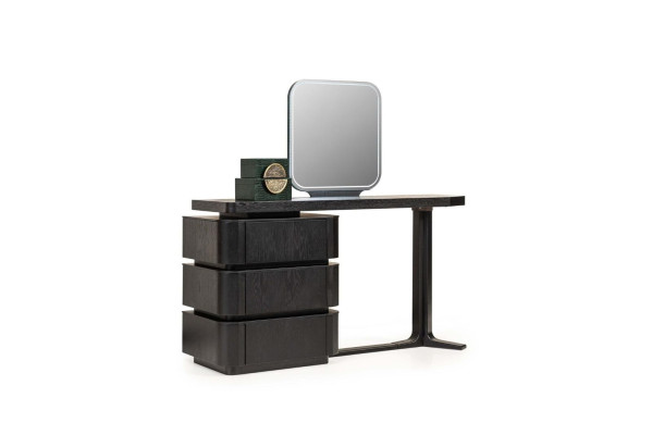 Kaptafel met spiegel console tafel kaptafel hout zwart set