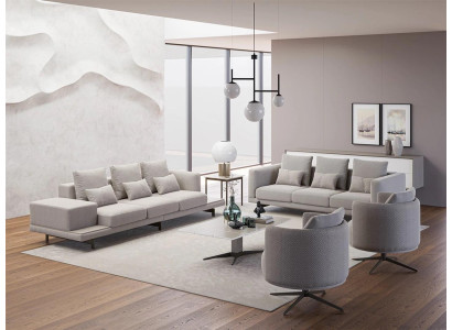 Compleet set 6-delig 2x bank van drie nieuw 2x fauteuil luxe woonkamer salontafel