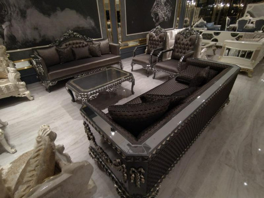 Design Meubel Woonkamer Loungeset 2x Bank + 2x Fauteuil + Salontafel Set