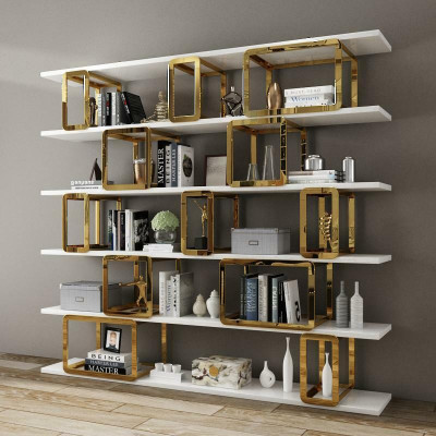 Ontwerp scheidingswandplank Woonkamerkasten Roestvrijstalen planken Boekenkast Nieuw