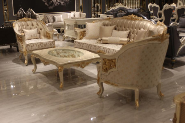 Exclusieve woonkamer bankstel 3+3 zits modern in beige nieuw.