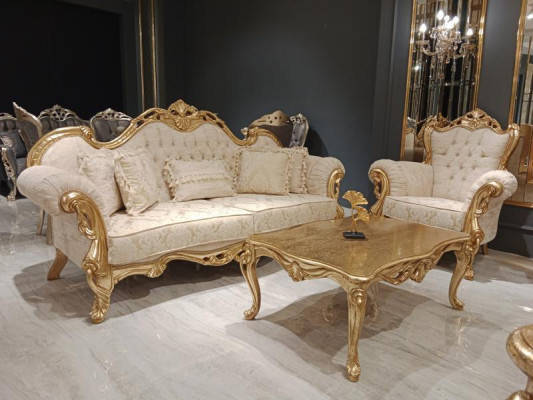 Sofa set 3+3+1 seater Chesterfield Baroque style set 3 pieces. Sofa