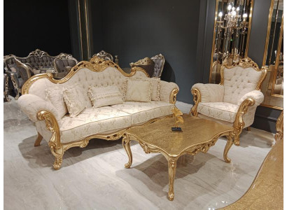 Chesterfield Luxe bankstel 3+1+1 zits Relax Fauteuil Bank 3-delig. Stof Nieuw