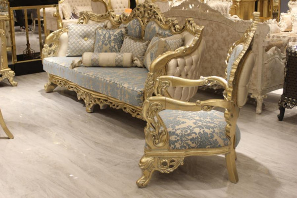 Chesterfield bank 3-zits gestoffeerde bank Klassiek Textiel Hout Nieuw