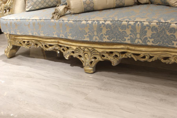 Chesterfield bank 3-zits gestoffeerde bank Klassiek Textiel Hout Nieuw