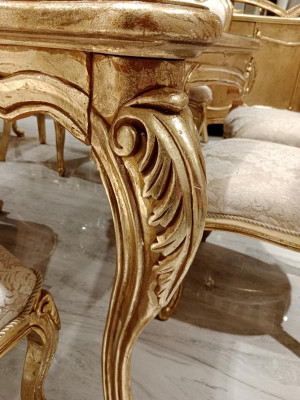 Klassieke eettafel 200x110cm Goud Luxe Houten Tafel Eetkeuken Nieuwe Ontwerp Tafels